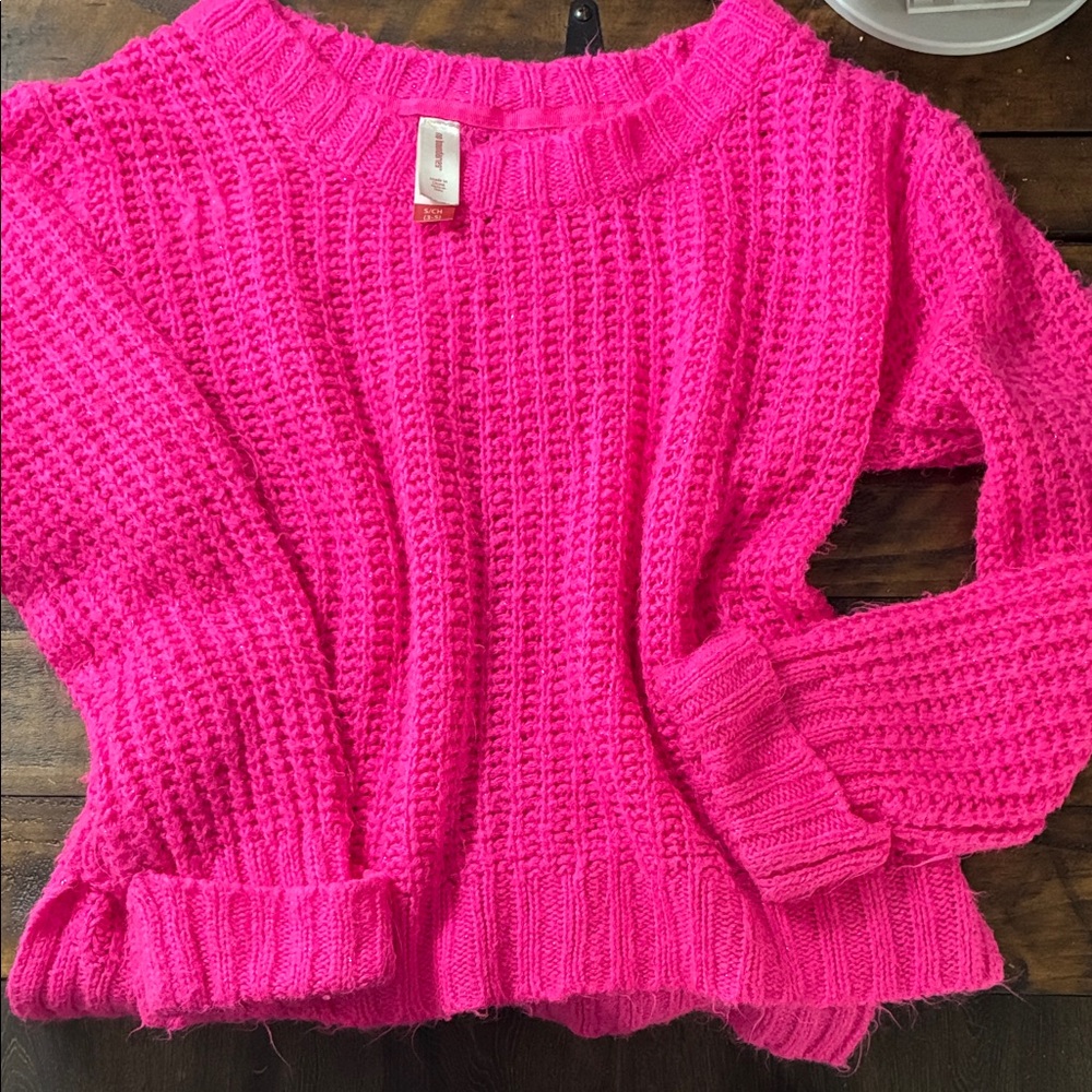 No Boundaries Bright Pink Crew Neck Sweater